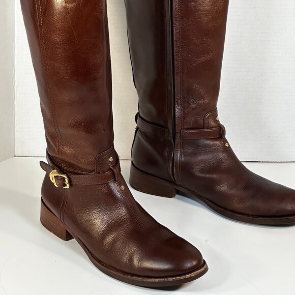 Tory Burch Brown Leather Boots size 9.5 - Picture 4 of 16